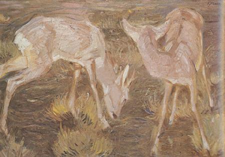 Franz Marc Deer at Dusk (mk34) oil painting picture